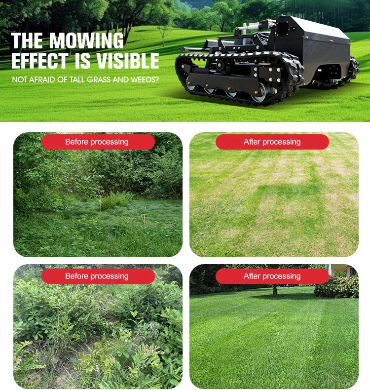 Jining GT-580 All Terrain RC Tank Track Lawn Mower For Africa Farm / Middle East Garden