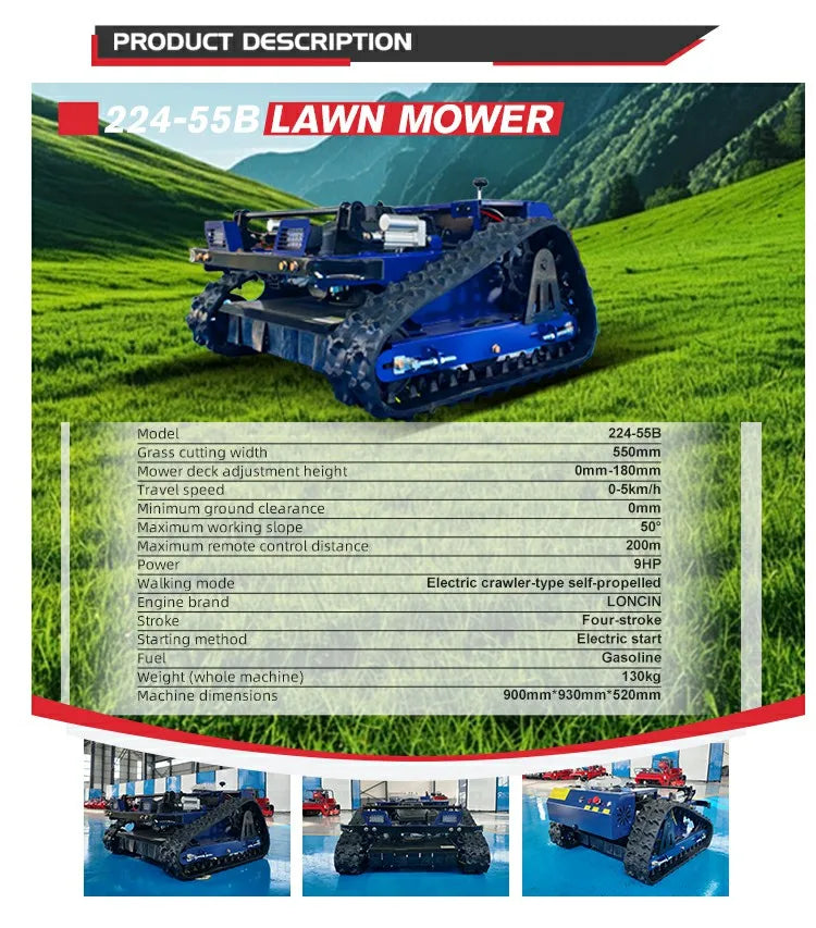 Jining GMG-1050 Mini RC Crawler Gasoline Self Starting Lawn Mower For Africa Farm / Middle East Garden