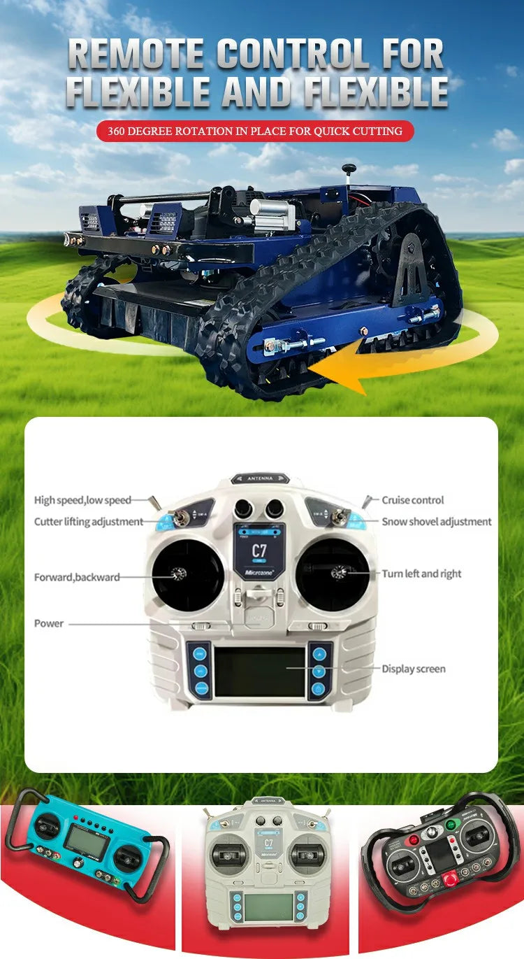 Jining GM-1050 Mini Remote Control Crawler Lawn Mower For Africa Farm / Middle East Garden